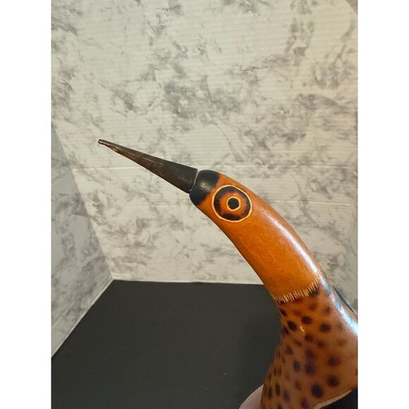 Hand Carved and Stained Dried‎ Gourd Kiwi Bird Vintage 7.5" Tall Folk Art - Picture 6 of 6